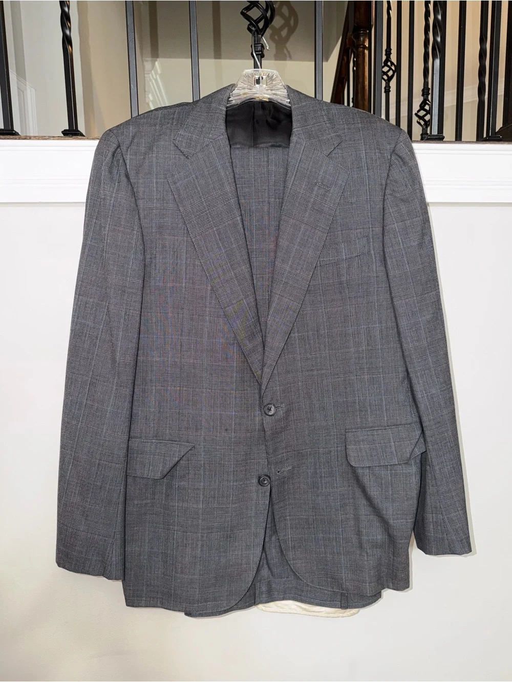Vintage Corbin Ltd Glen Plaid Suit Mens [46?] Grey 100% Wool
